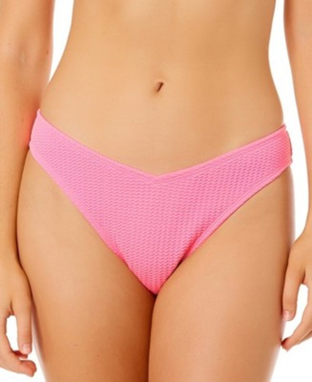 Salt + Cove Swim Wavy V-Front Hipster Bottoms Junior's Large Bright Rose